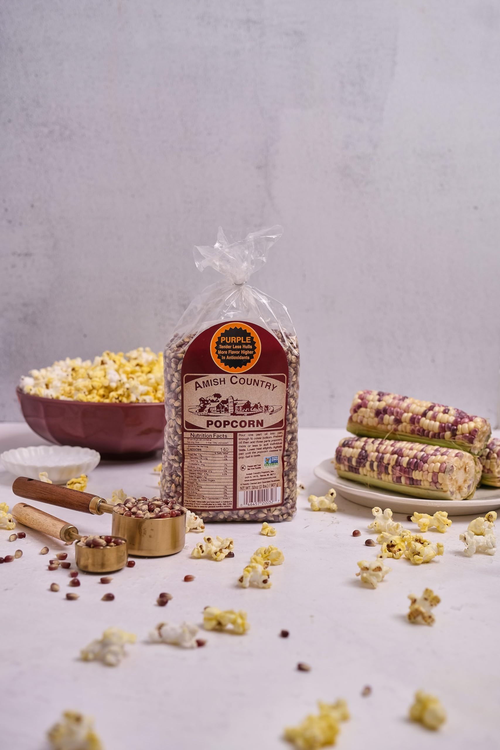 Amish Country Popcorn purple kernels close-up highlighting vibrant color and texture.