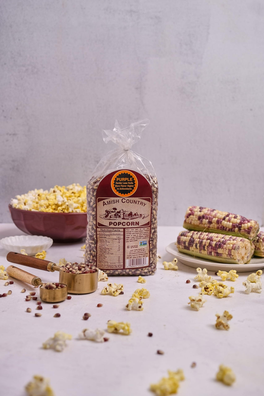 Amish Country Popcorn purple kernels close-up highlighting vibrant color and texture.