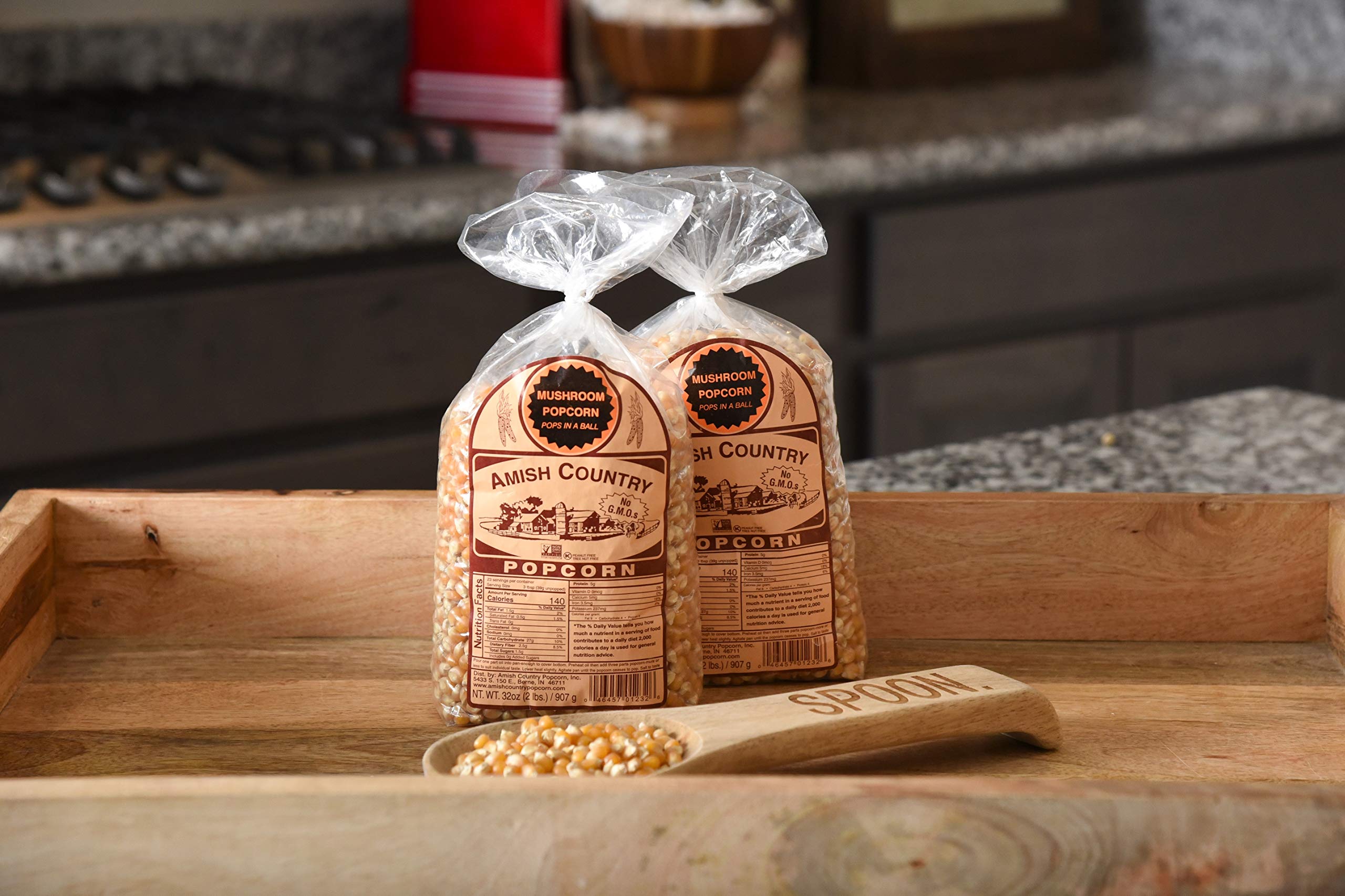 Amish Country Popcorn stored in a resealable container to maintain freshness
