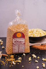 Amish Country Popcorn hulless kernels popping to fluffy, tender popcorn.