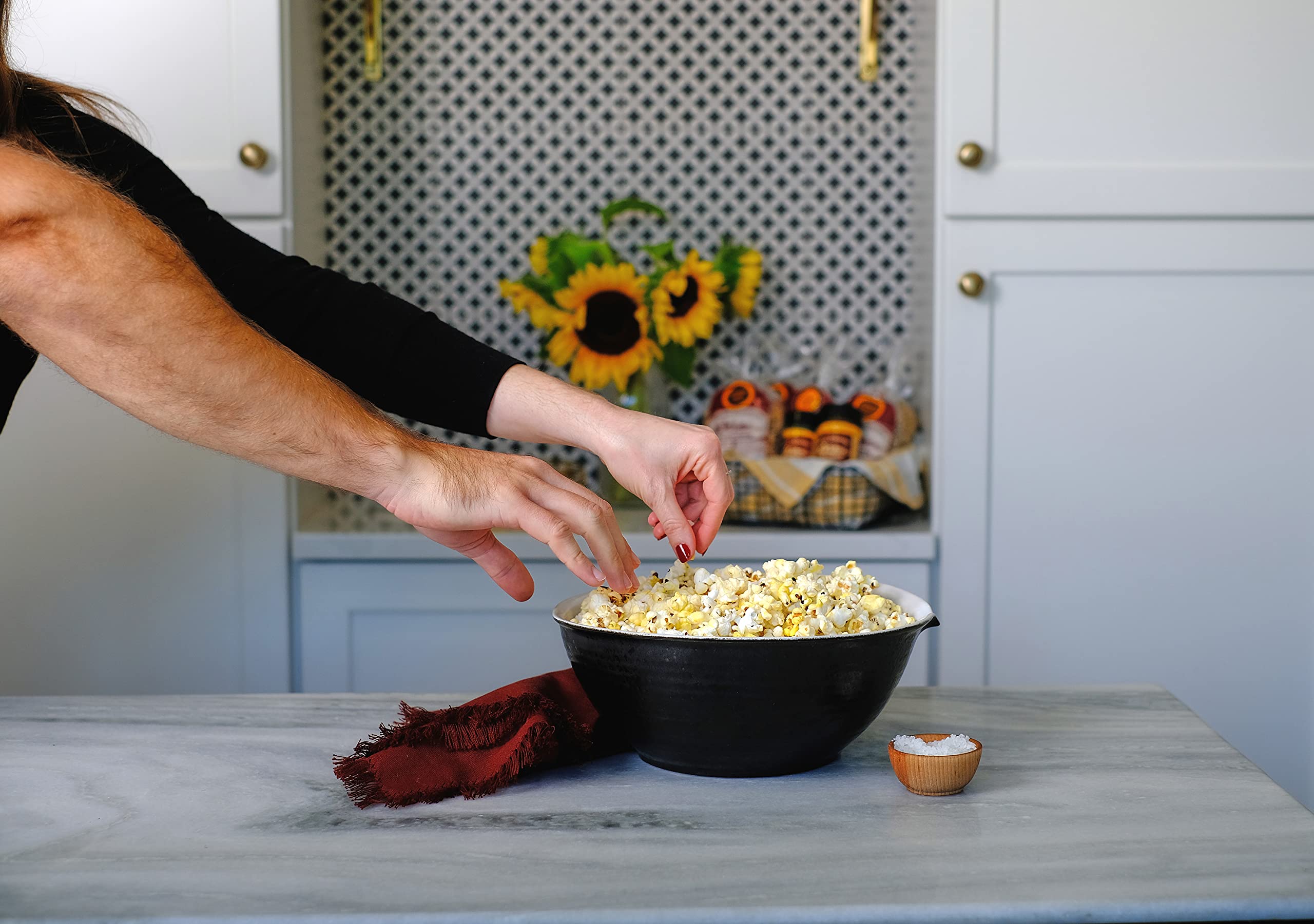 Amish Country Popcorn kernels stored in a cool, dry container.