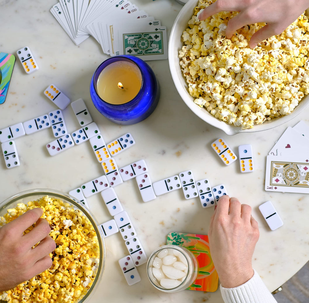 Storage container for Amish Country Popcorn keeps kernels fresh and ready to pop.