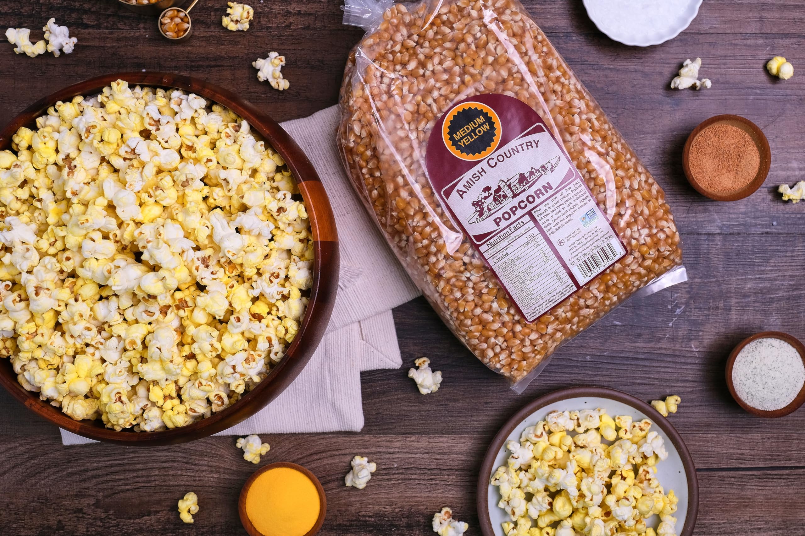 Cool storage container protecting Amish Country Popcorn freshness.