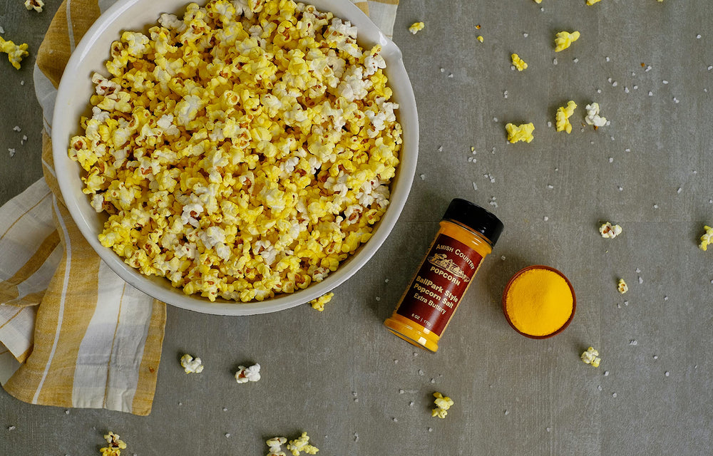 Tree nut and peanut free packaging by Amish Country Popcorn.