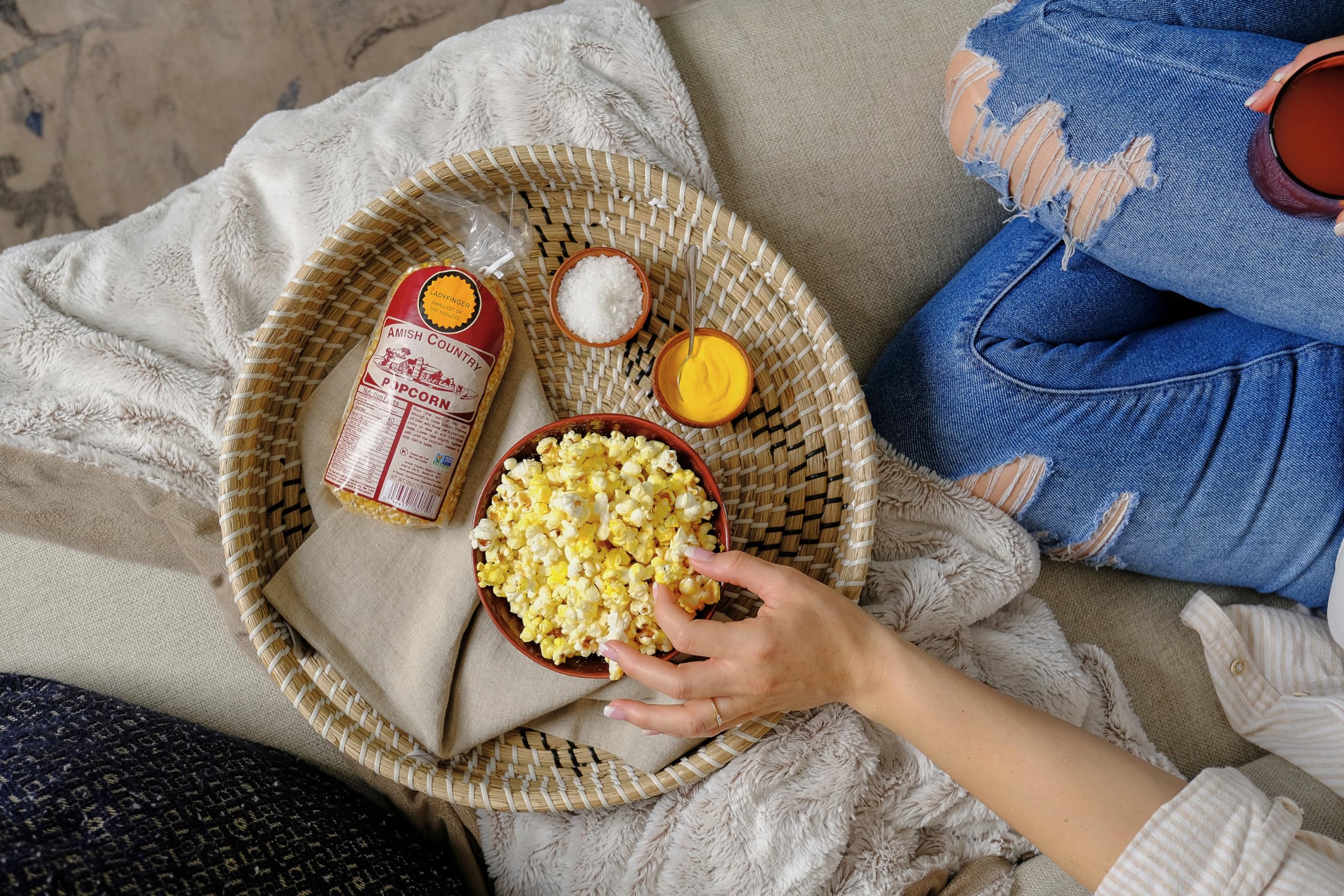 Amish Country Popcorn Tree-nut-free packaging for allergy-conscious shoppers.
