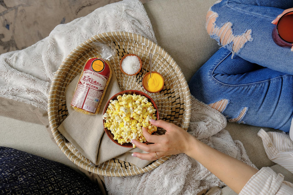Amish Country Popcorn Tree-nut-free packaging for allergy-conscious shoppers.