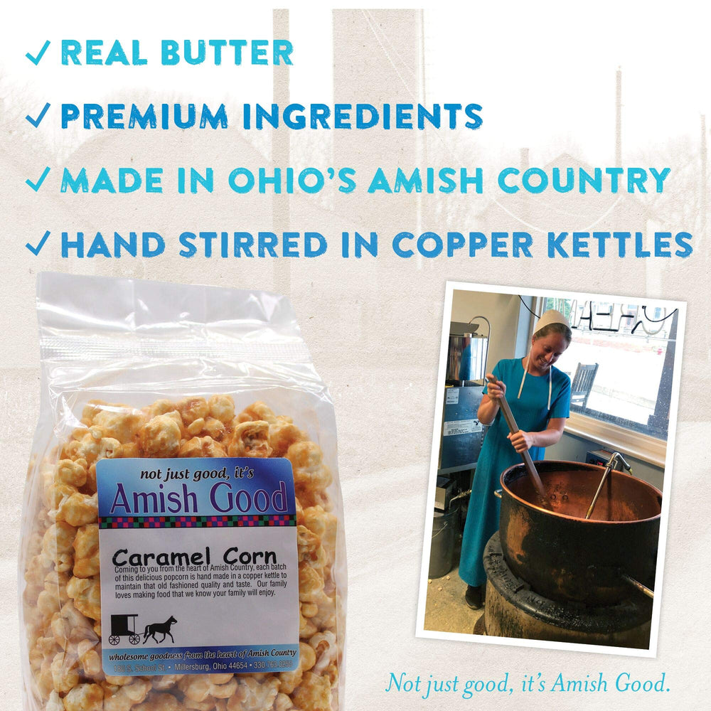 Amish Good small-batch popcorn for premium texture.