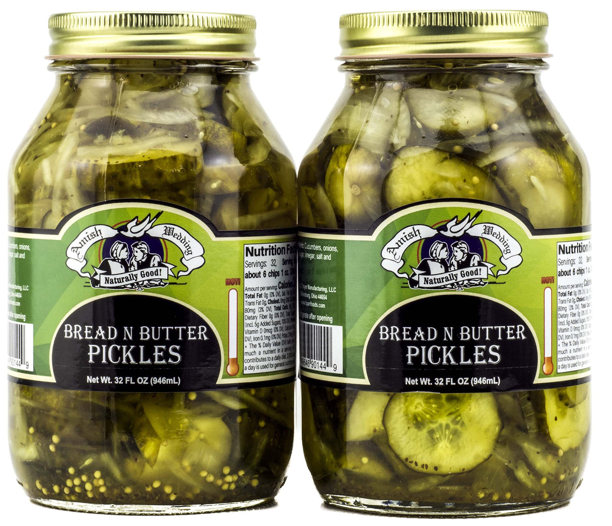 Amish Wedding Bread N Butter Pickles jar close-up showcasing crisp texture for sandwiches