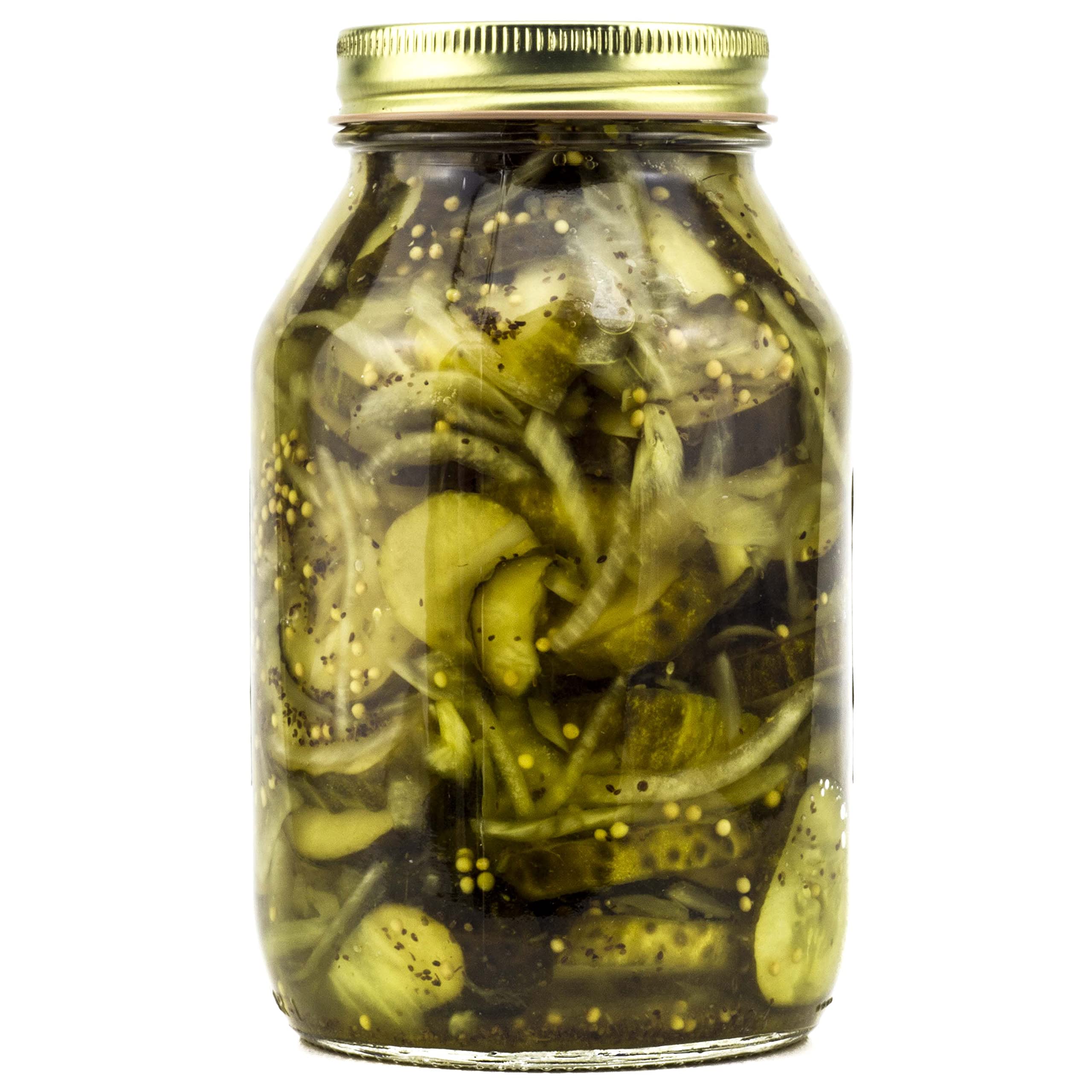 Amish Wedding jar label highlights all-natural ingredients and traditional pickling notes