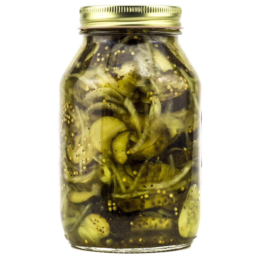 Amish Wedding jar label highlights all-natural ingredients and traditional pickling notes