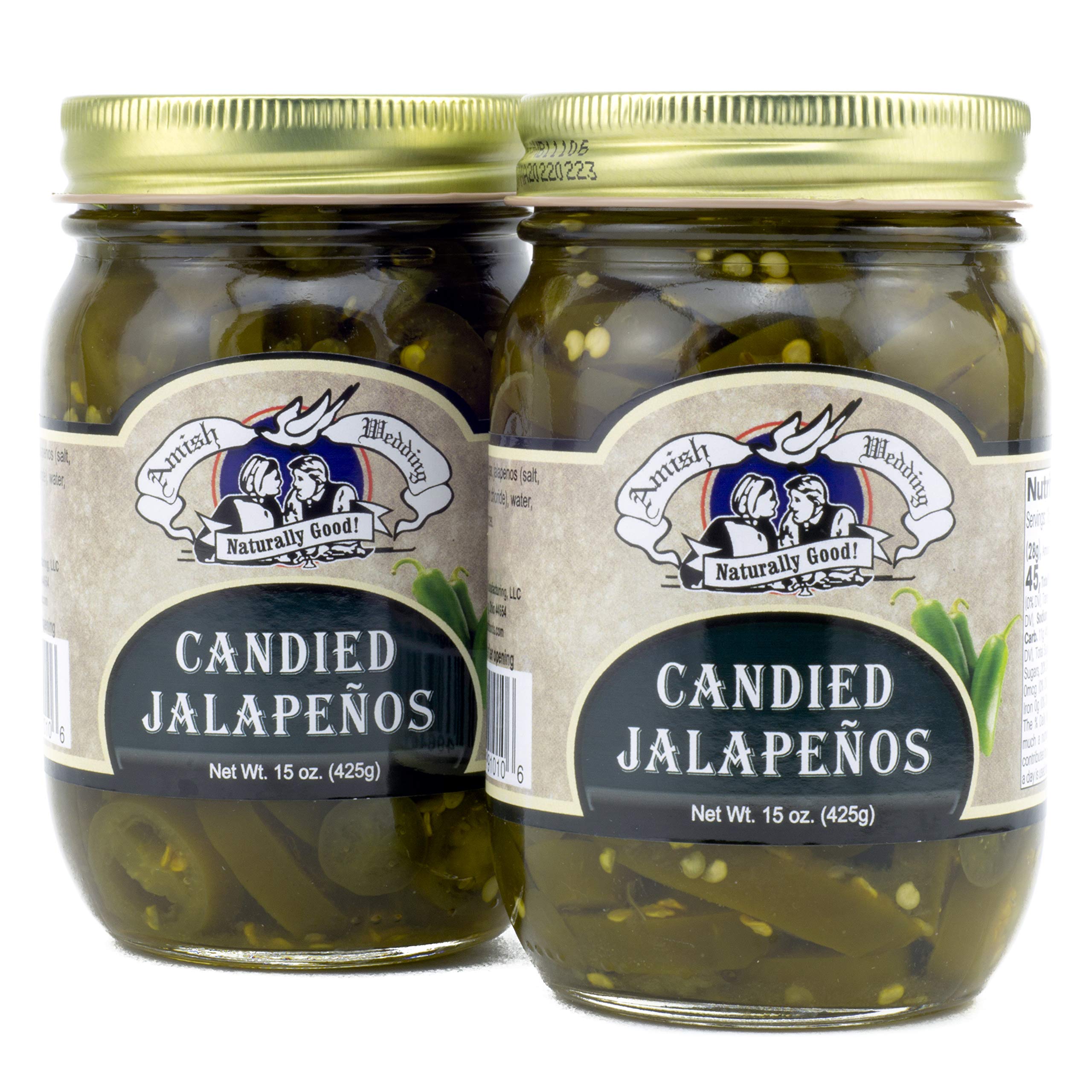 Amish Wedding Candied Jalapenos jar on a kitchen shelf, ready to elevate snacks.