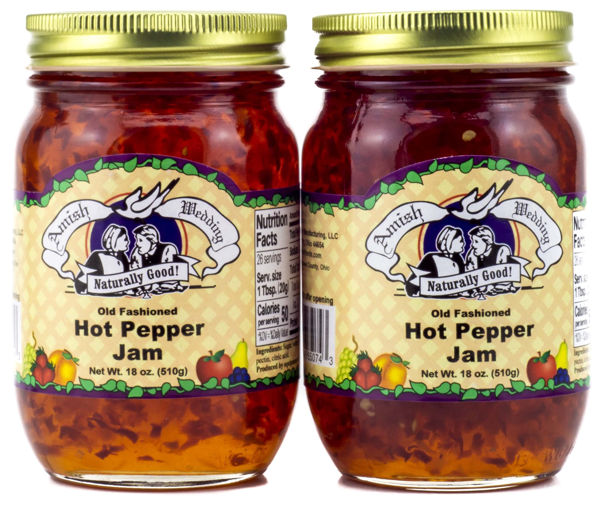 Amish Wedding hot pepper jam jar front view, bold and versatile for many pairings.