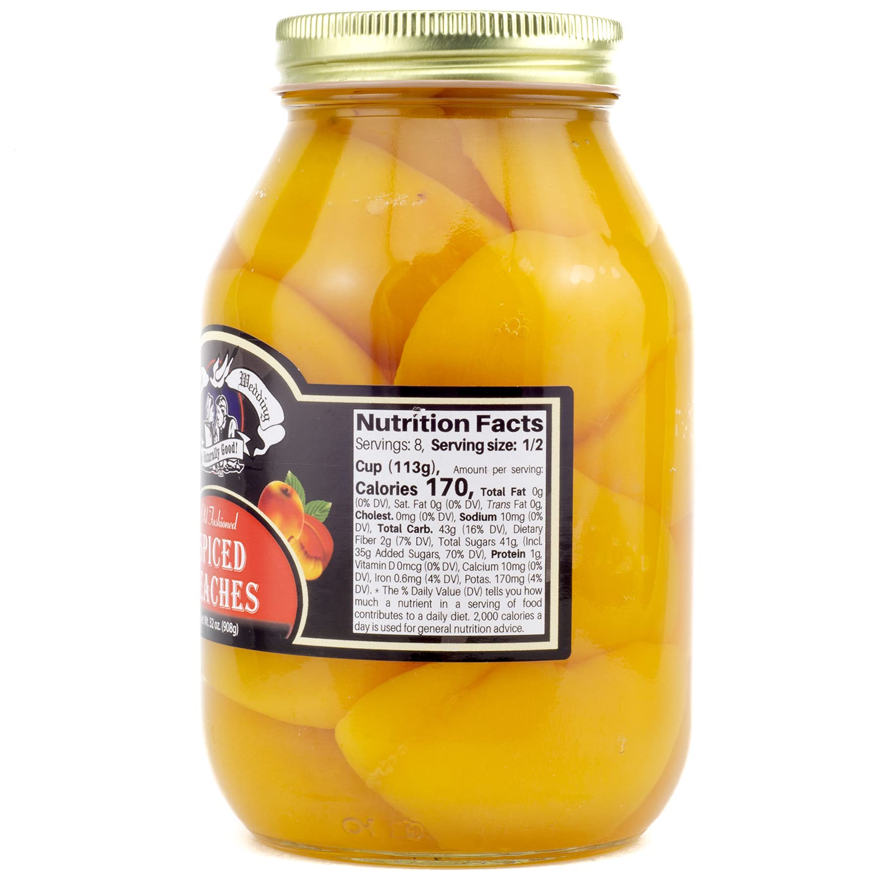 Amish Wedding peach halves closeup showing natural color and no preservatives