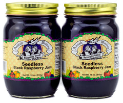 Amish Wedding seedless black raspberry jam jar ready for easy spreading.
