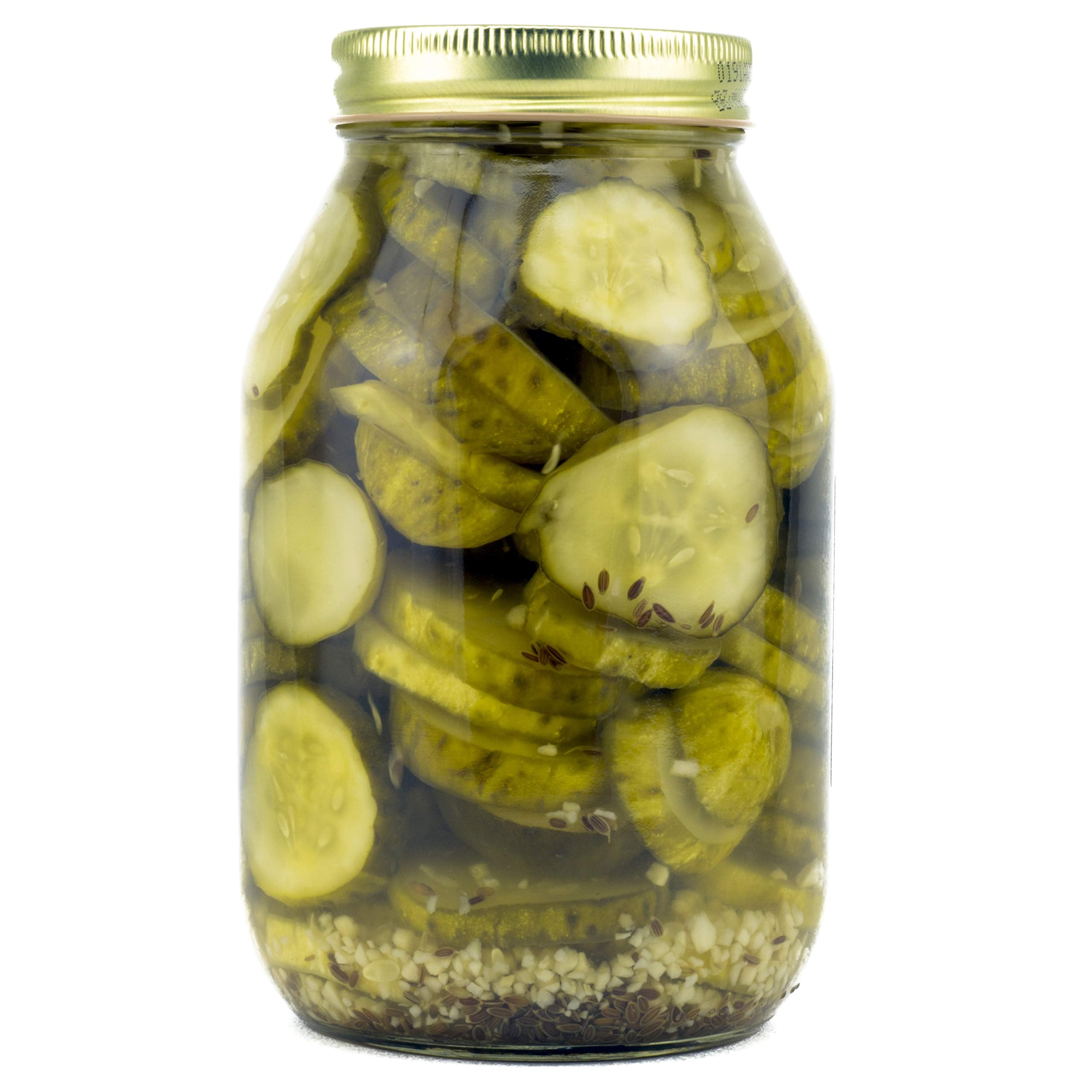 Amish Wedding USA-made pickles label view emphasizing quality ingredients and traditional prep.