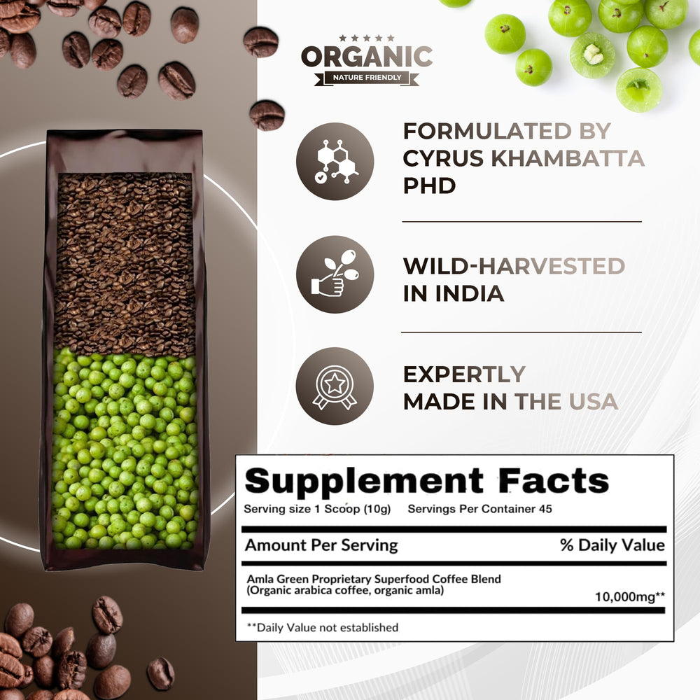 Amla Green Arabica coffee beans highlight 100 percent Arabica quality