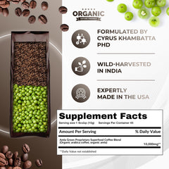 Amla Green Arabica coffee beans highlight 100 percent Arabica quality