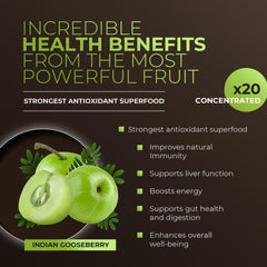 Amla Green coffee bag label stresses wild harvested amla and testing standards