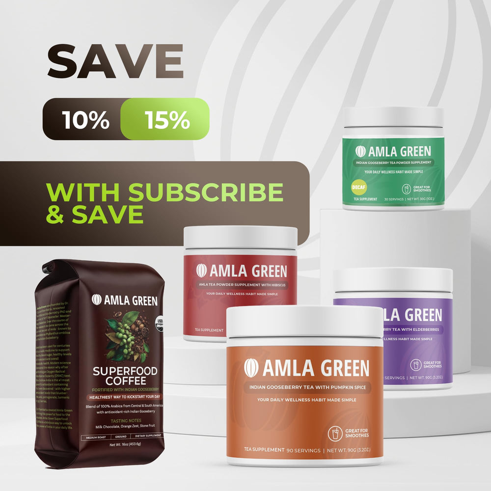 Amla Green morning routine setup with bag grinder and cup ready