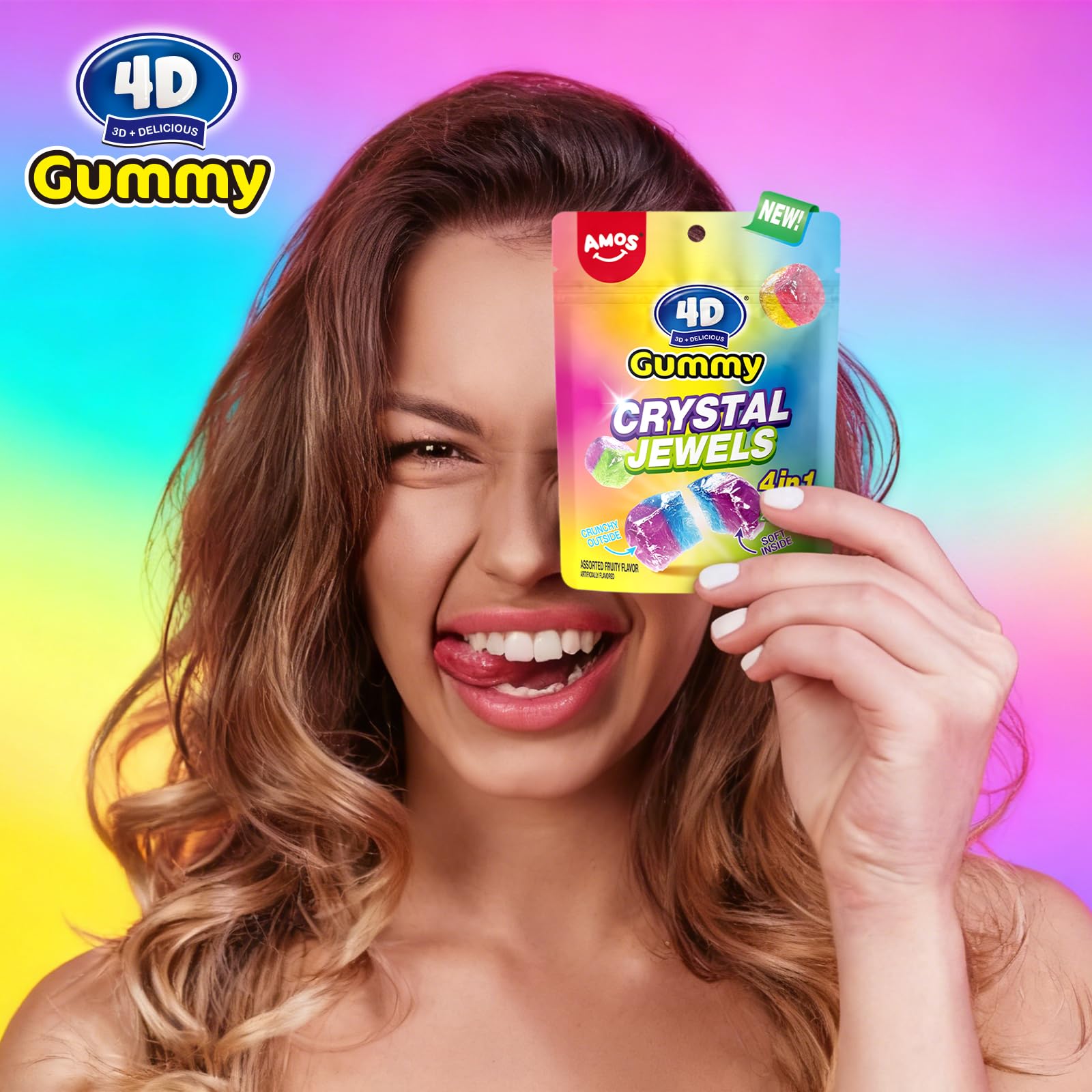 Amos 4D Crystal Jewels convenient 100g pack for on-the-go snacking