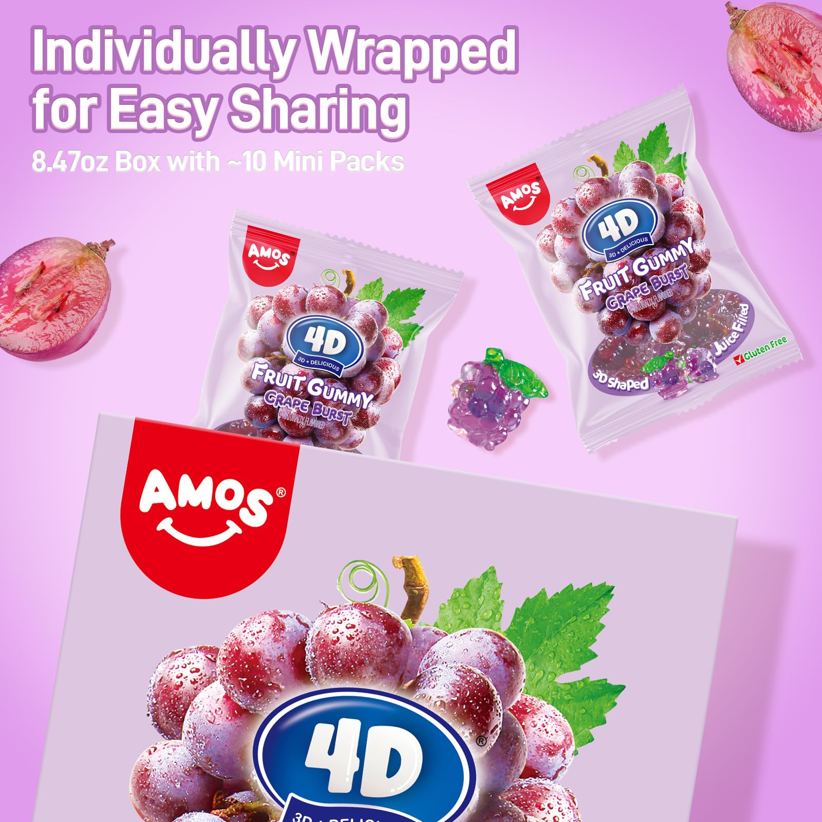 AMOS 4D Grape Burst 3D grape shapes create visually striking dessert toppers.