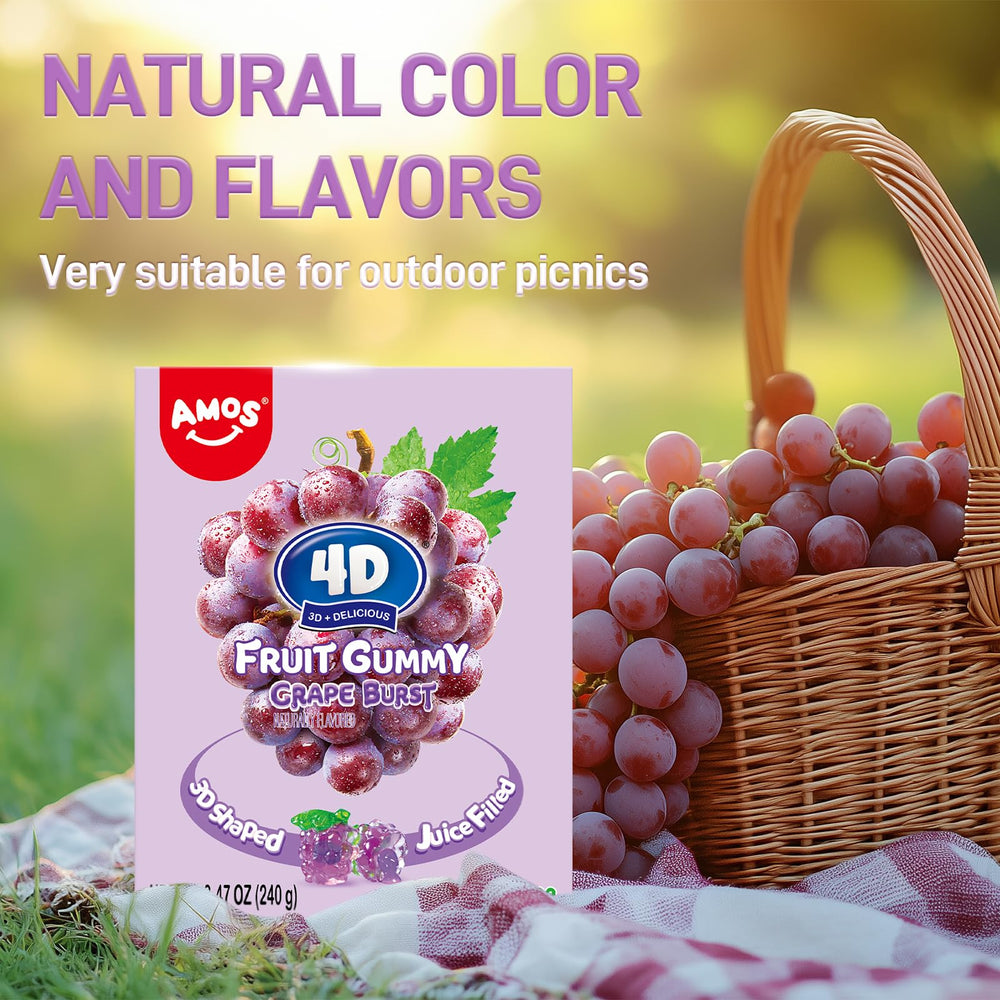 AMOS 4D Grape Burst are gluten-free, offering a safe snacking option.