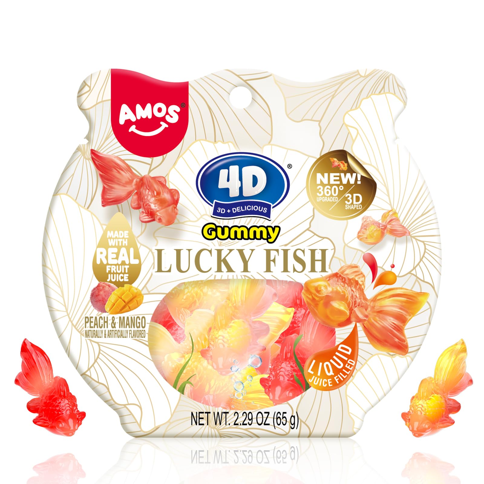 Amos 4D Gummy Lucky Fish 3D design for playful snacking