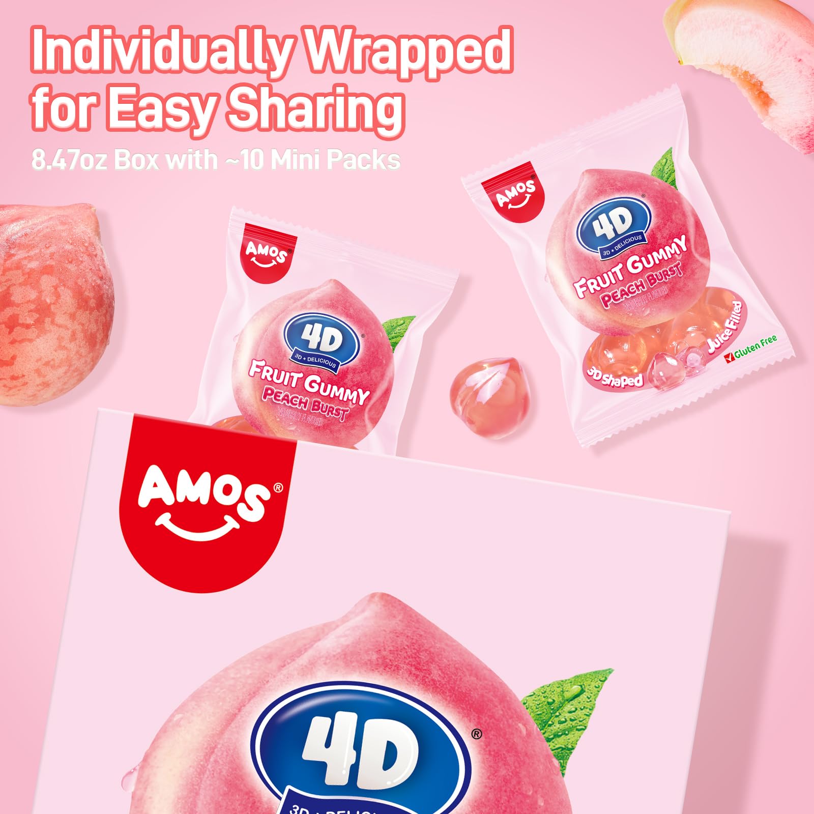 Soft center delivers a peach-forward flavor in every bite.