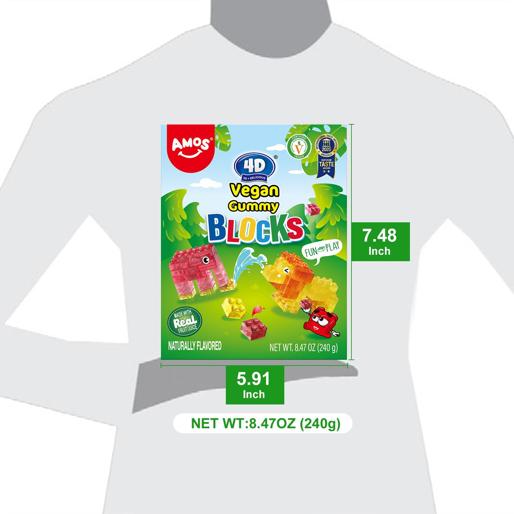 Amos fat-free gummy blocks offer a lighter sweet option for active kids.