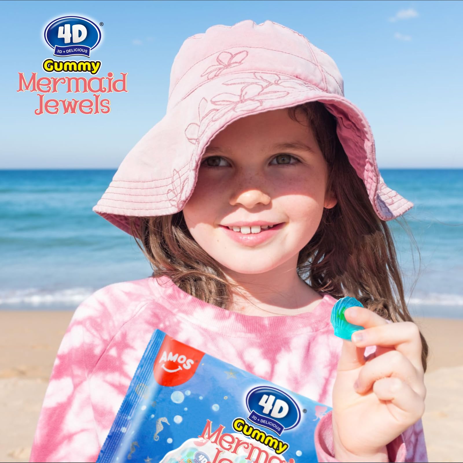 AMOS Gluten-Free Mermaid Gummies come in a convenient snack pack