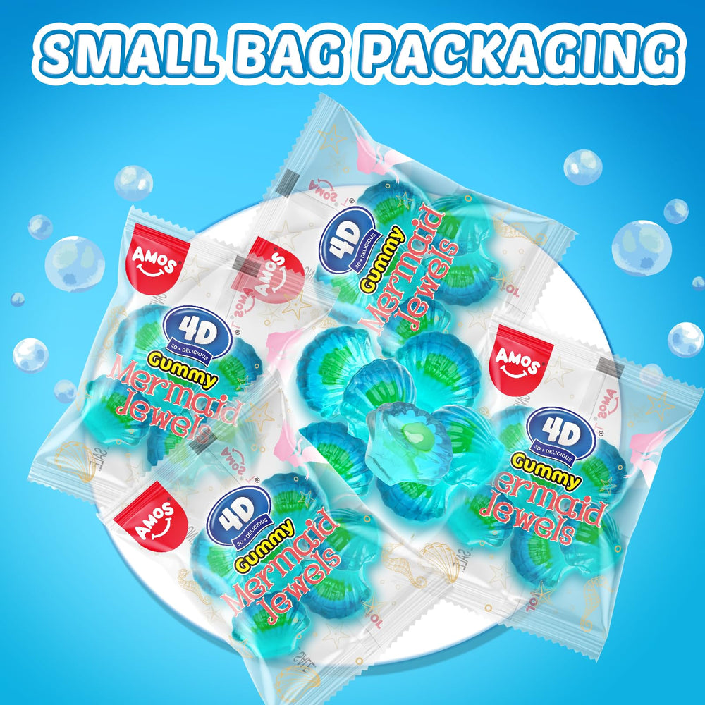 AMOS Mermaid Seashell Gummies in Easter baskets add festive blue raspberry charm