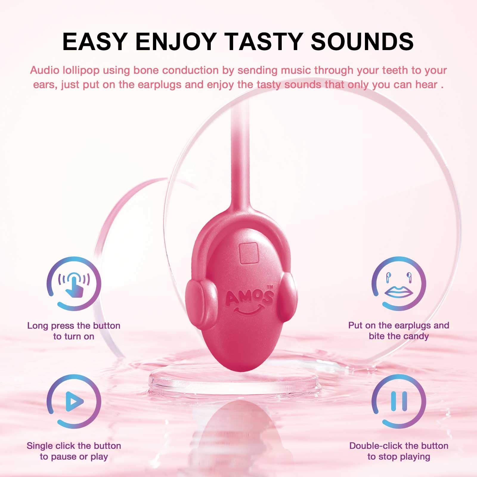 Amos Music Lollipop natural blackberry flavor close-up highlighting flavor notes.