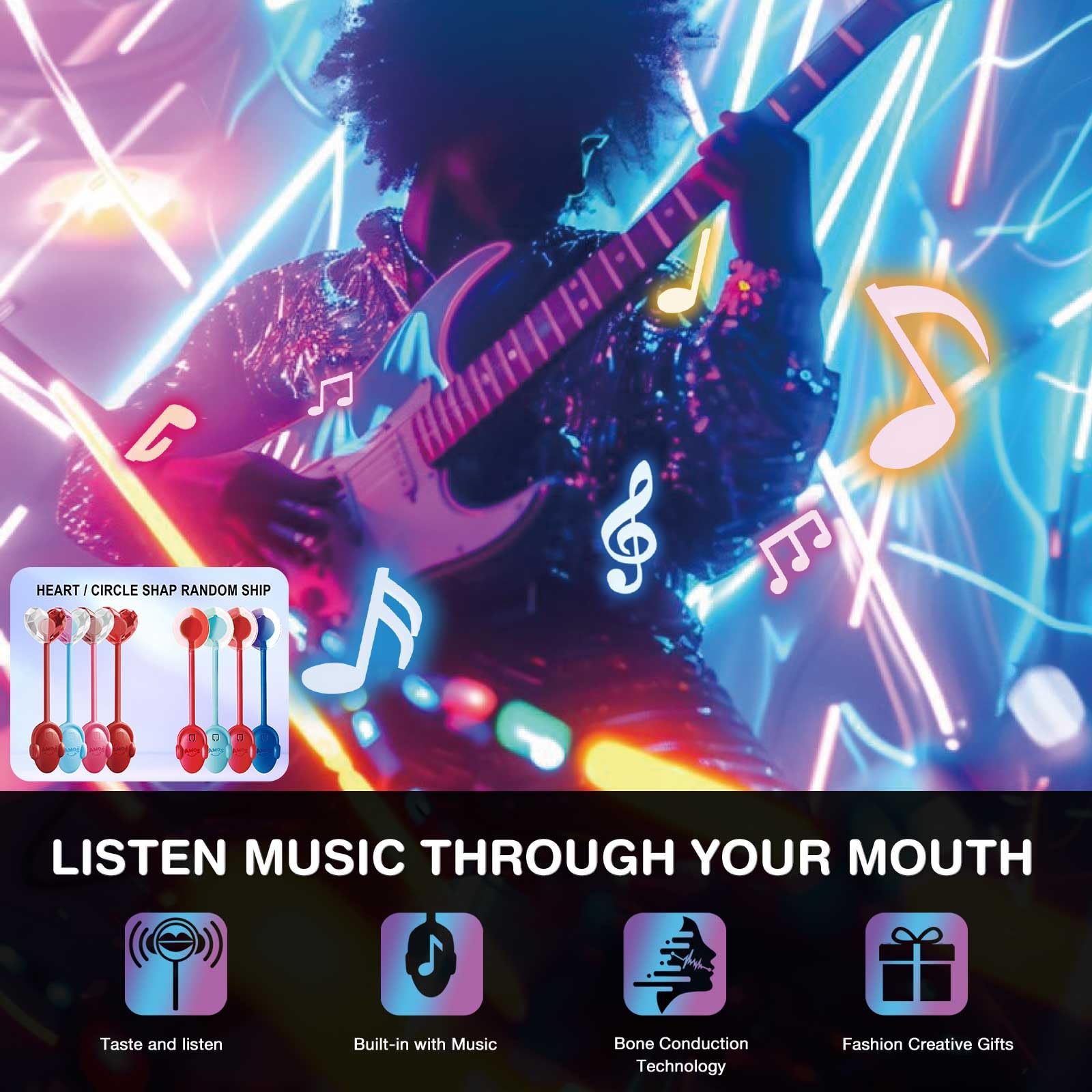 Amos Music Lollipop: bone conduction tech delivers music in mouth.