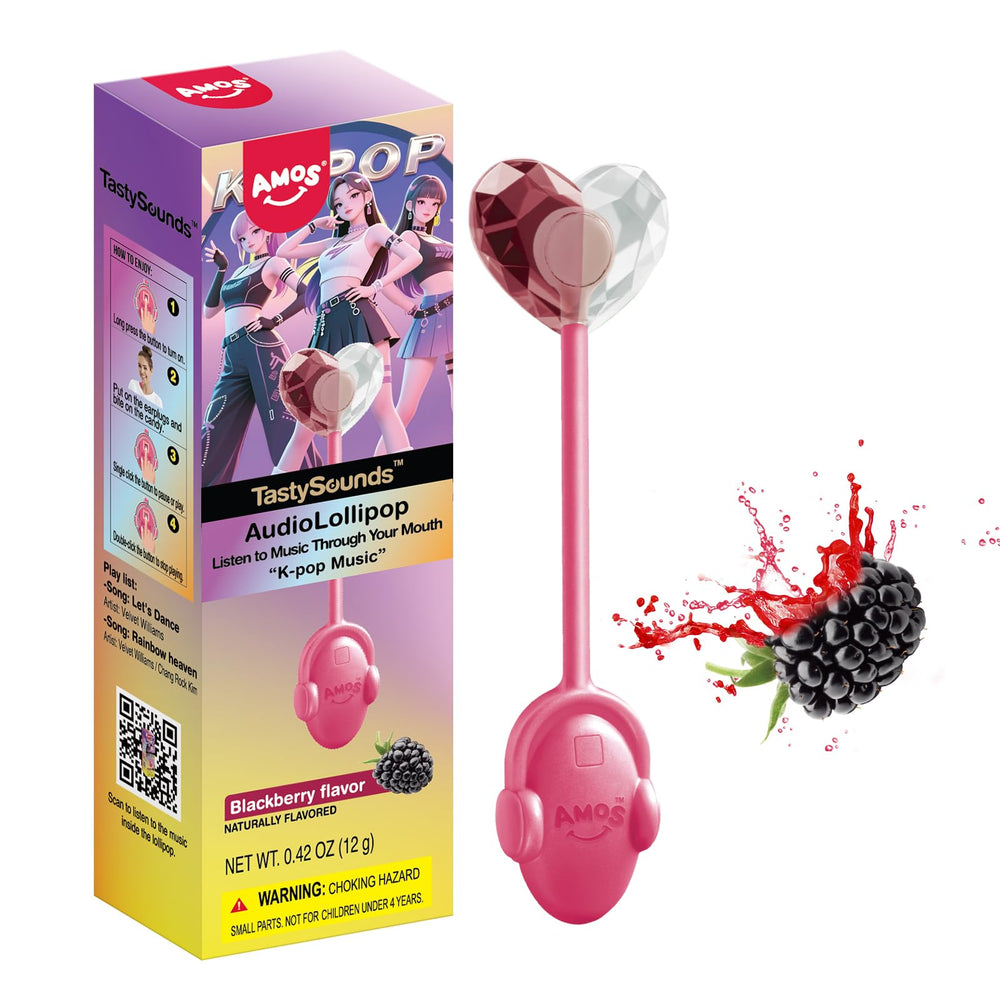 Amos Music Lollipop mouth setup showing easy use with earplugs and switch.