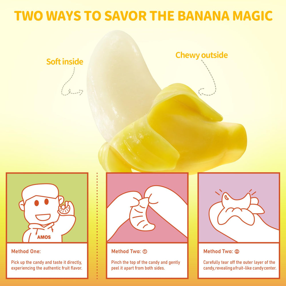 AMOS Peelerz banana juice icon underscoring real fruit juice in bites