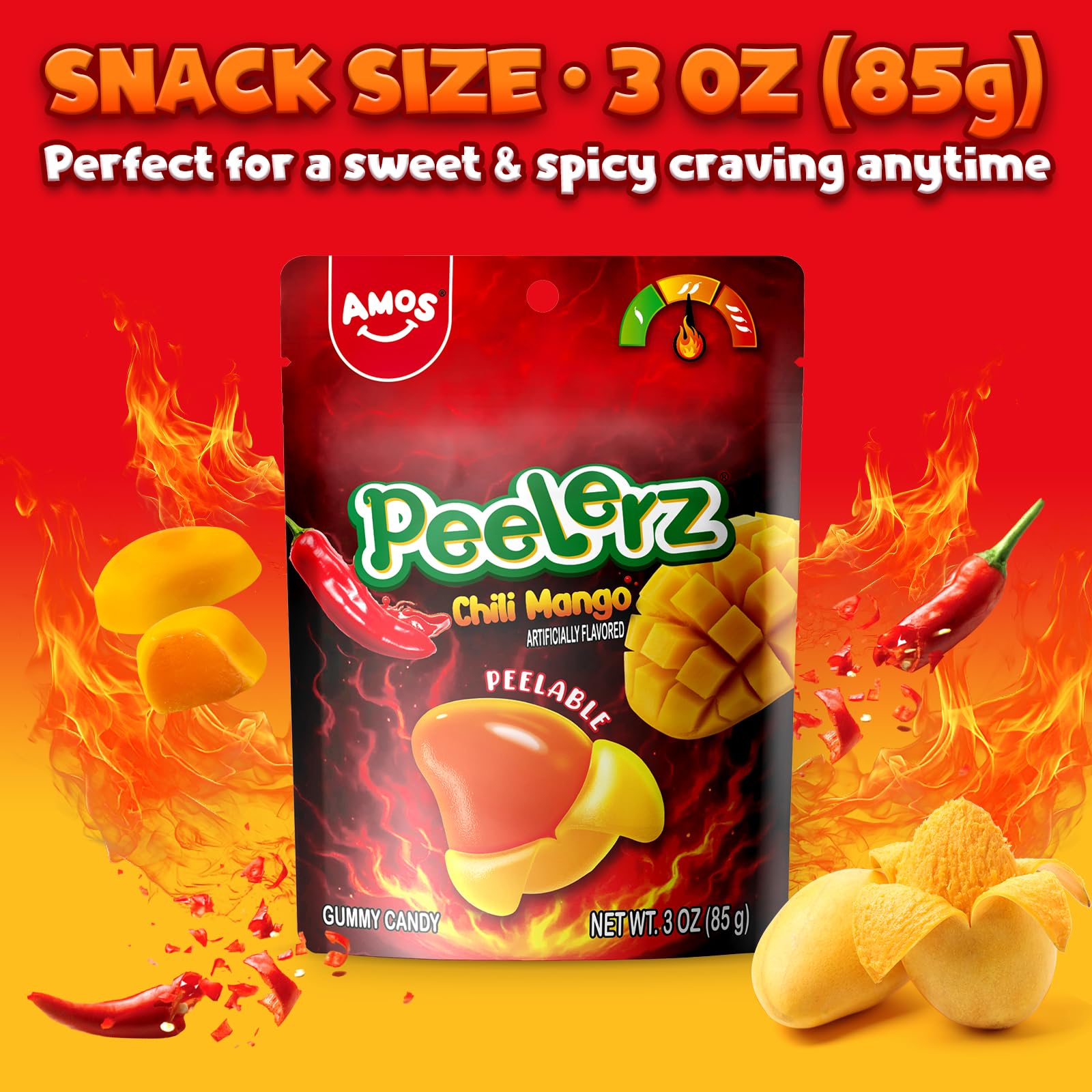 Snack setup featuring AMOS Peelerz peelable gummies for party time