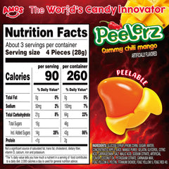 AMOS Peelerz gummy being peeled to reveal mango center