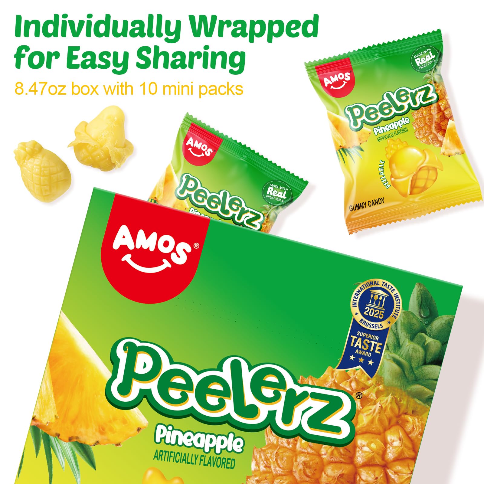 AMOS Peelerz mini packs inside box for convenient on-the-go snacking