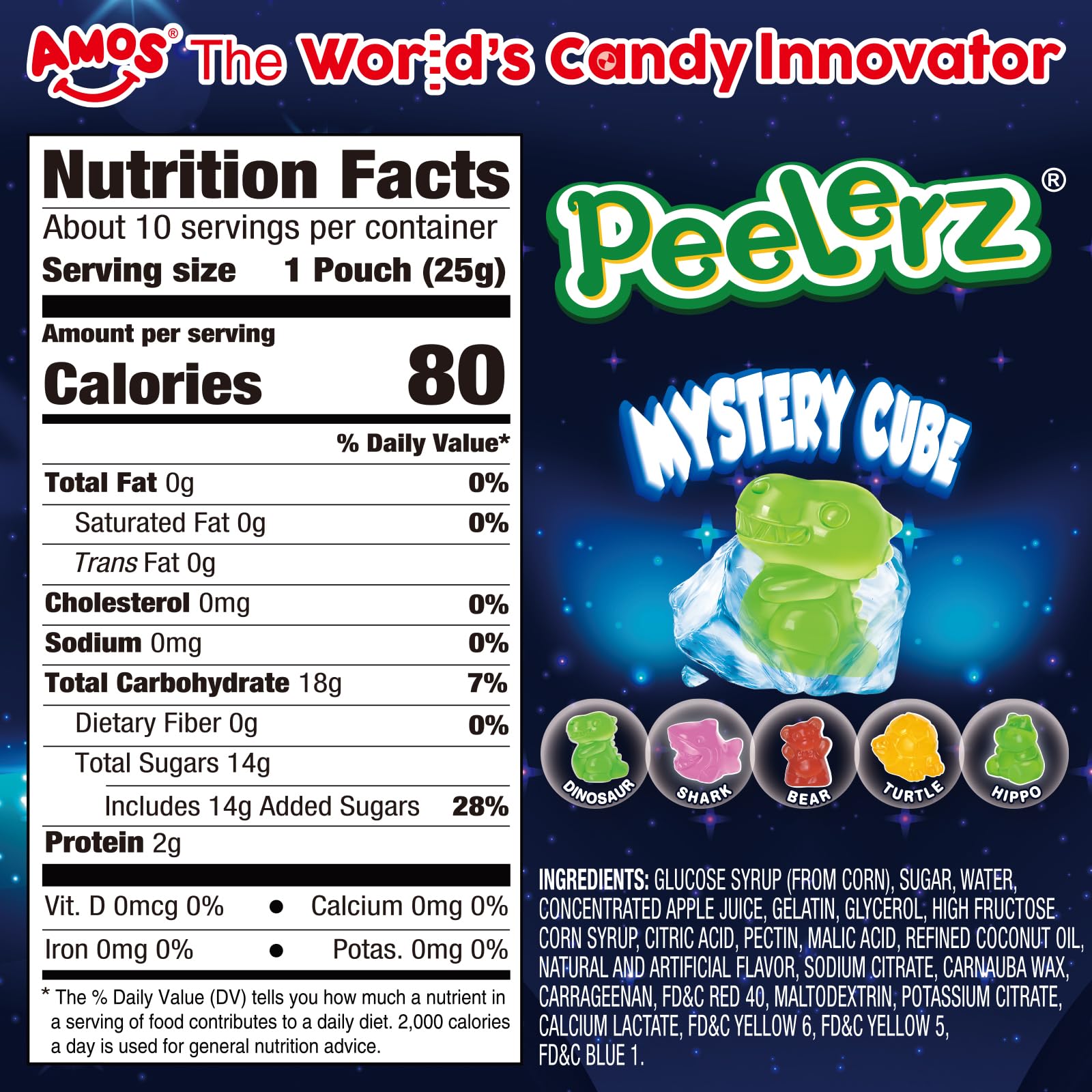 AMOS Peelerz Mystery Cube Gummies with hidden center offering a satisfying reveal