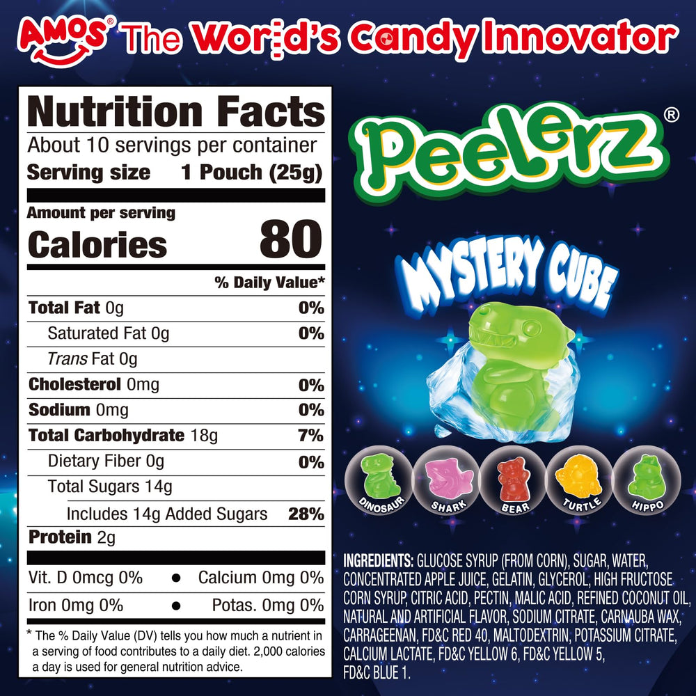 AMOS Peelerz Mystery Cube Gummies with hidden center offering a satisfying reveal