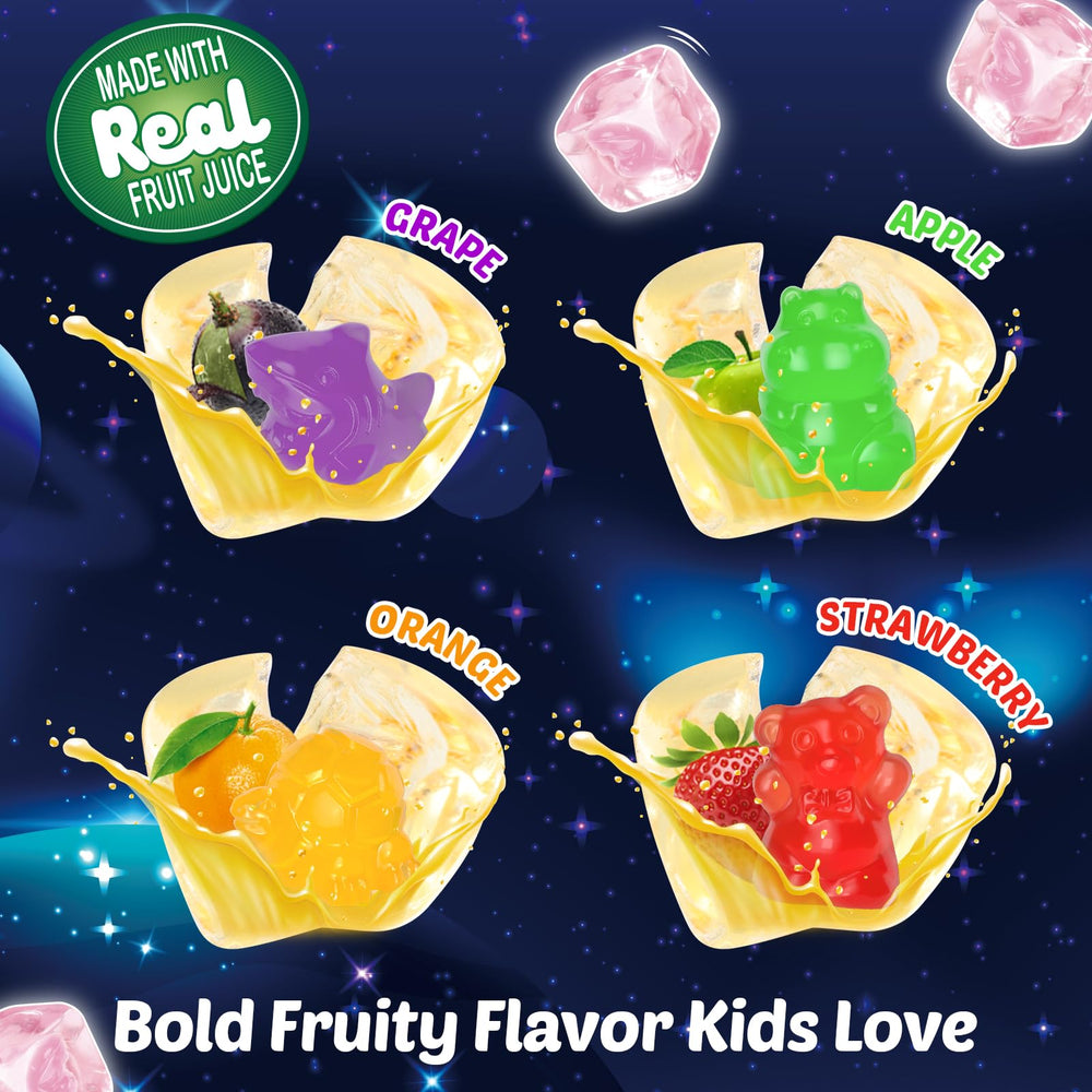 AMOS Peelerz Mystery Cube gummies showcase surprise shapes such as dinosaurs and hippos