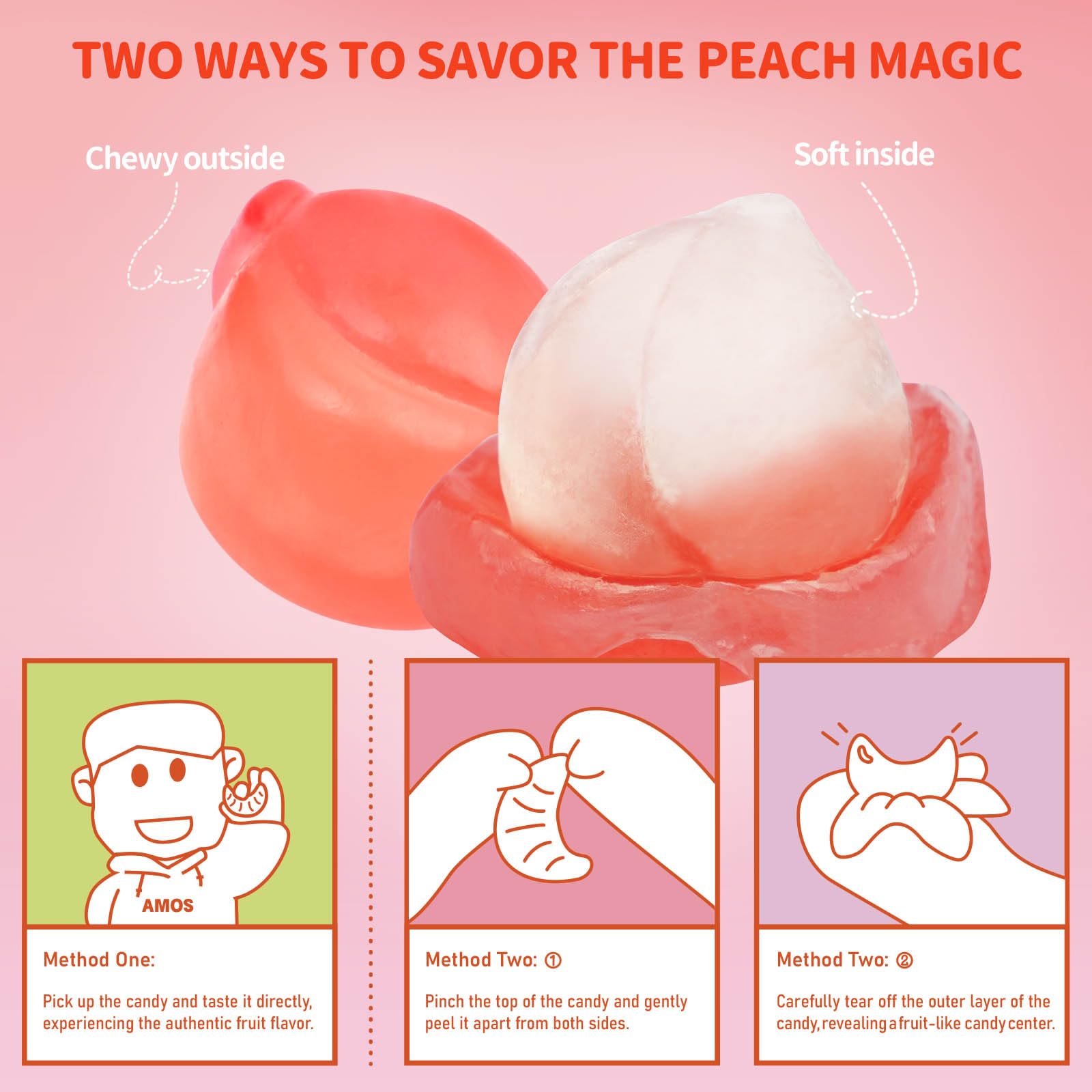 AMOS Peelerz Peach Candy comes in ten individual packs for easy sharing