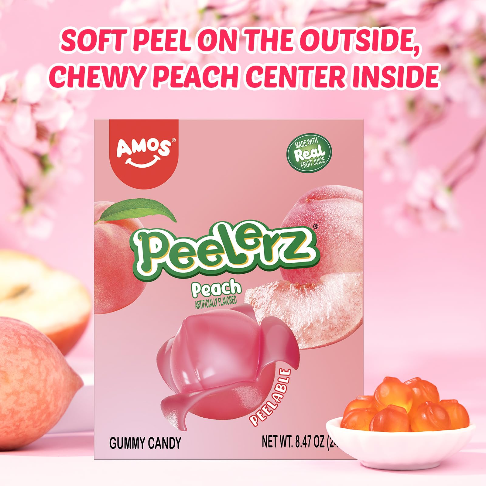 AMOS Peelerz Peach Candy features bright color for festive snacking