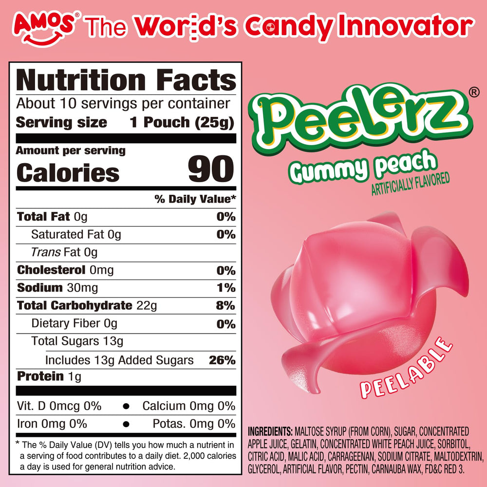AMOS Peelerz Peach Candy reveals a jelly center for a delightful bite
