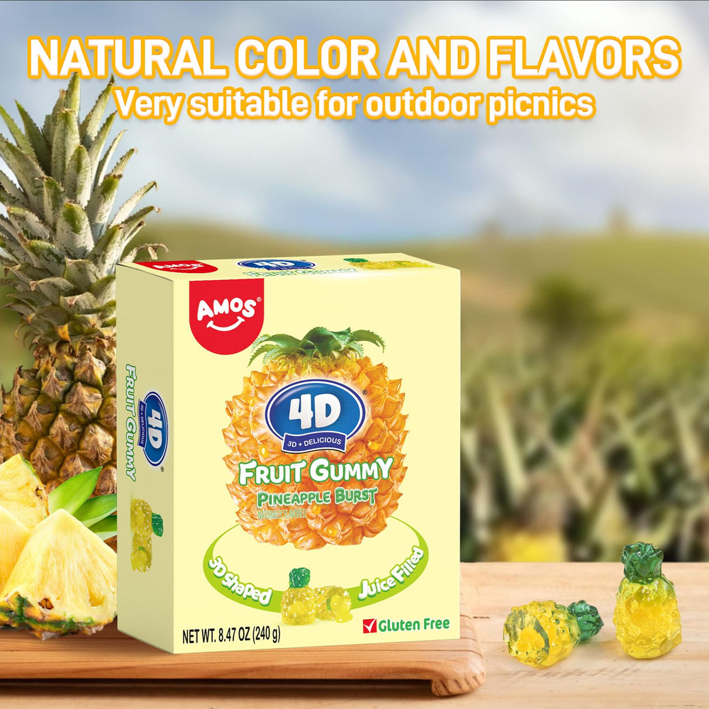Tropical AMOS Pineapple Burst gummies ideal for Easter baskets.