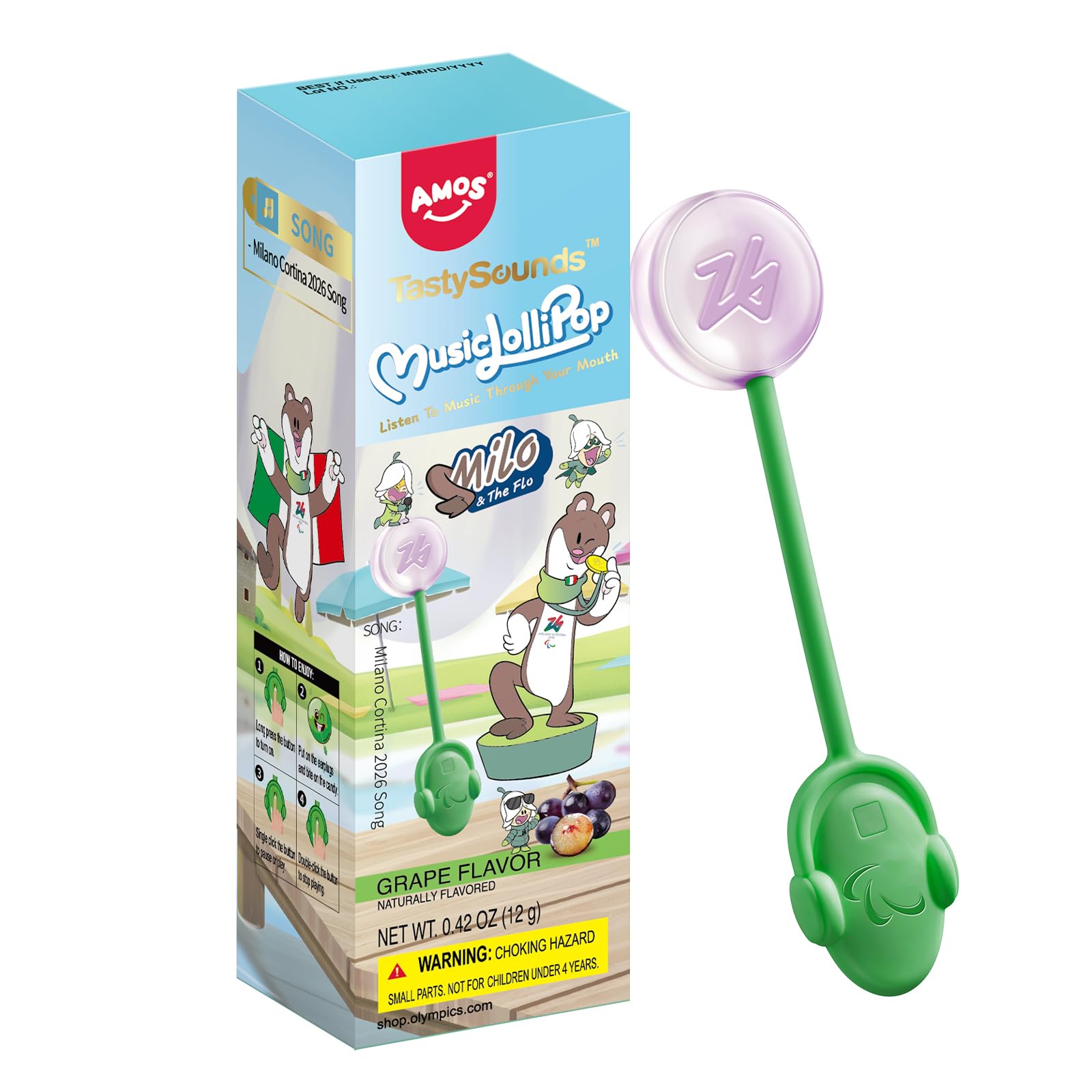 AMOS Winter Olympics lollipop with official design for a festive treat
