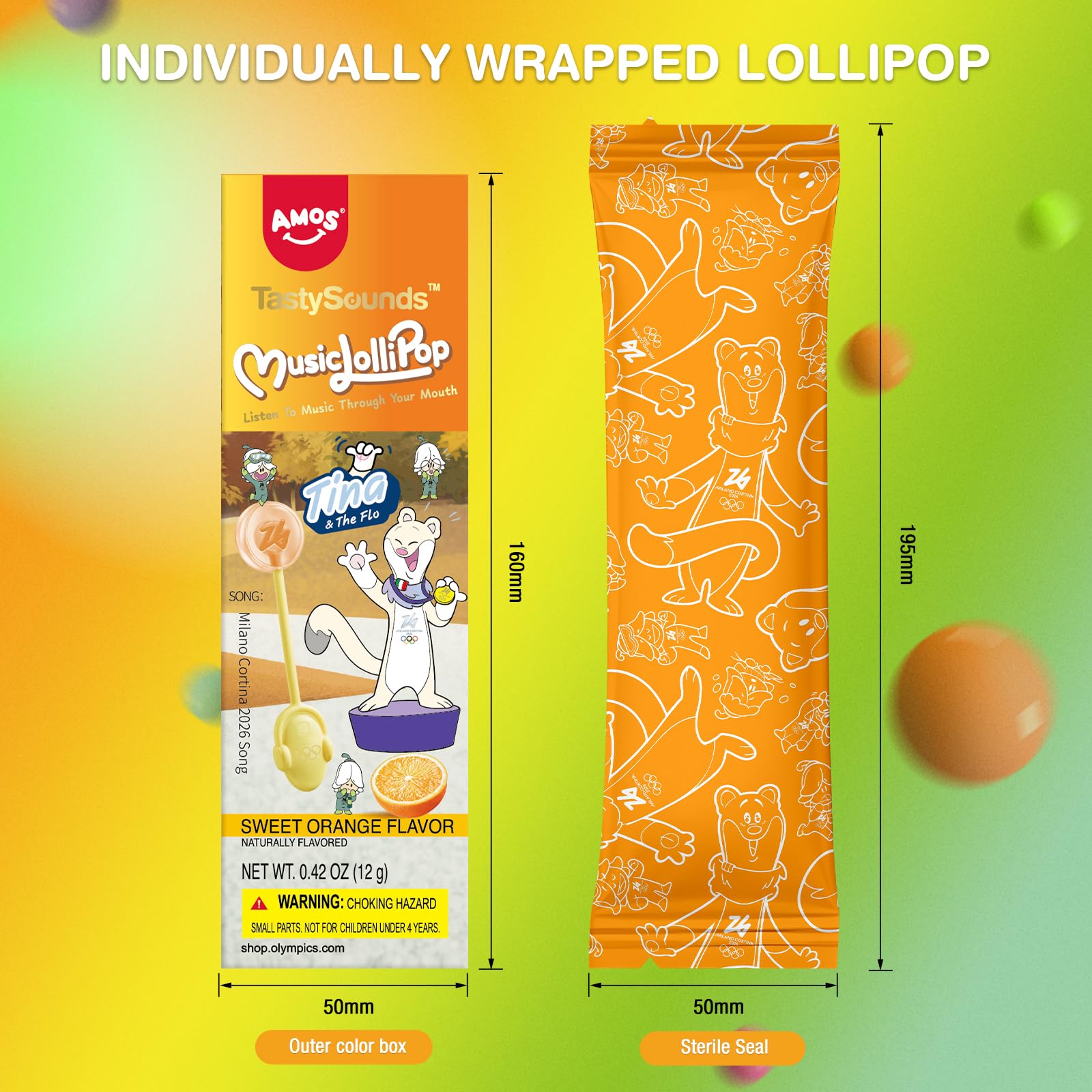 AMOS individually wrapped lollies ready for gifting or event distribution.
