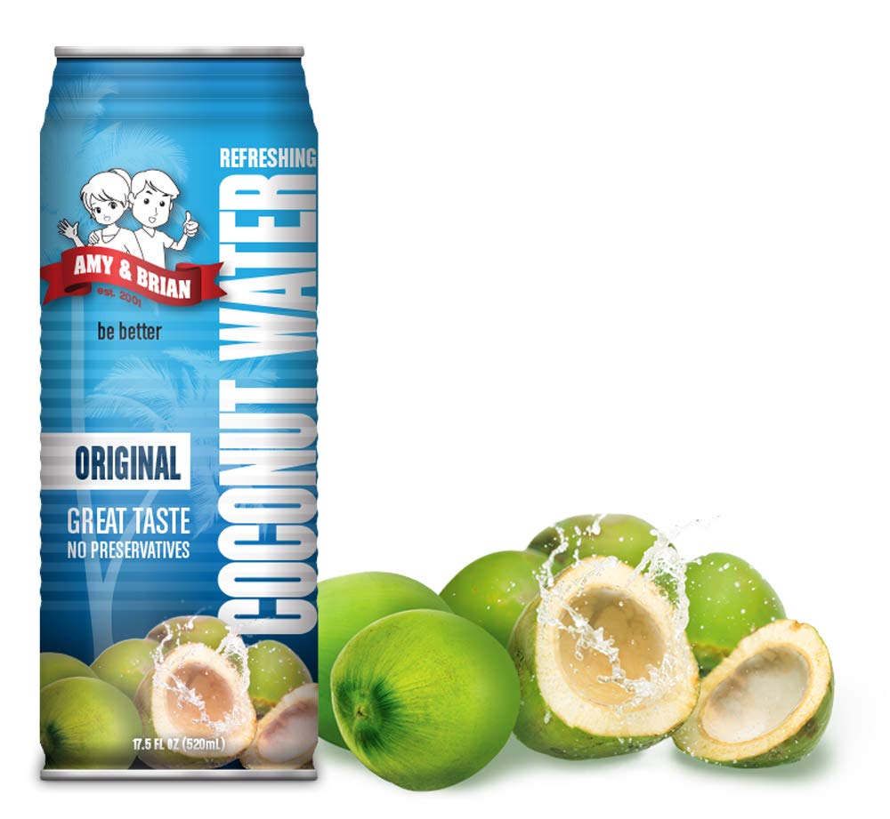 Amy & Brian Non-GMO Coconut Water twelve-pack for everyday refreshment.