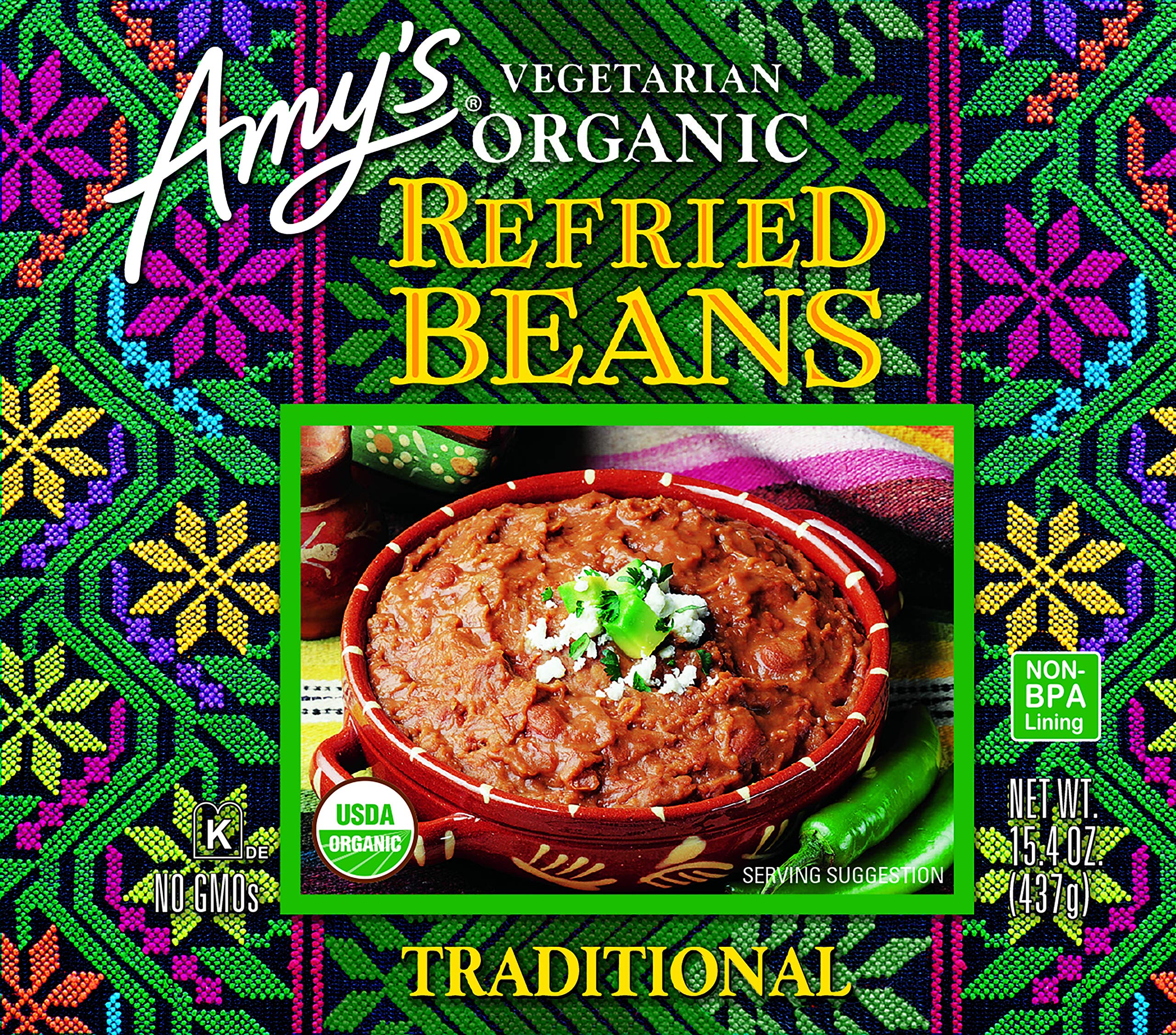 Amy's fiber-rich refried beans provide 6g per serving