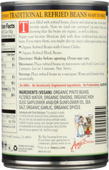 Amy's Bean Refried Tradtnl GF ingredients label highlights gluten-free components